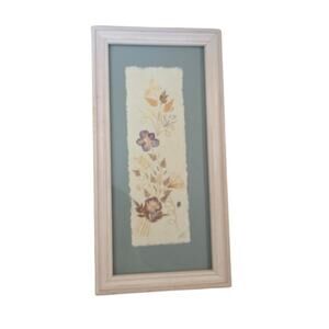 Vtg Art Framed Pressed Dried Flowers Handmade Signed 98 Cottage Core